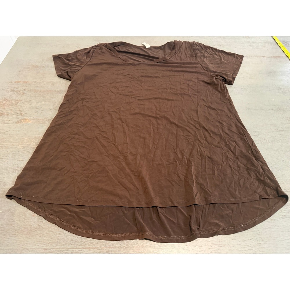 LuLaRoe Classic T Brown Short Sleeve V-Neck High Low Hem T-Shirt 2XL
